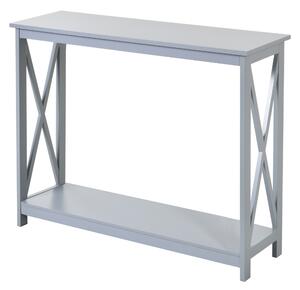 HOMCOM Console Table Hallway Desk w/Storage Shelf, X Design for Living Room Entryway, Grey Aosom UK