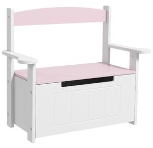 AIYAPLAY 2-in-1 Toy Box for Kids with Lid for Bedroom, Nursery, Playroom, Pink Aosom UK
