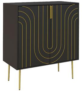HOMCOM Art Deco Inspired Sideboard, with Adjustable Shelf - Black/Gold Tone Aosom UK