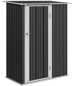 Outsunny Garden Storage Shed, Outdoor Tool Shed with Sloped Roof, Lockable Door for Equipment, Bikes, Grey, 142 x 84 x 189cm Aosom UK