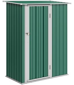 Outsunny 4.7ft x 2.8ft Garden Shed Steel Storage Shed Outdoor Equipment Tool Sloped Roof Door w/ Latch Weather-Resistant Paint Green