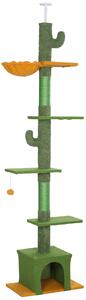 PawHut 230-275cm Floor-to-Ceiling Adjustable Cat Tree with Scratching Posts, Hammock Aosom UK