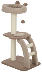 PawHut Cat Tee for Indoor Cats, 88cm Cat Tower with Sisal Scratching Post, Hanging Ball, Large Cat Perch, Stairs, Brown Aosom UK
