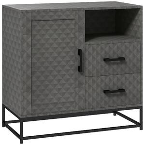 HOMCOM Sideboard with Adjustable Shelf, Freestanding Sideboard Storage Cabinet with Open Compartment and 2 Drawers, Grey
