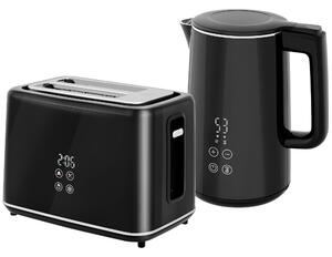 HOMCOM Kettle and Toaster Set, 1.5L 3000W Fast Boil Kettle with 7 Level Browning Controls, Defrost, Reheat and Crumb Tray, Black Aosom UK