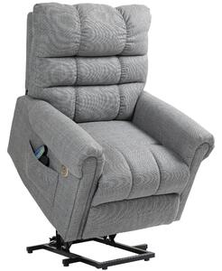 HOMCOM Power Lift Chair for Elderly, Electric Recliner Armchair with Massage and Heat, Type C and USB Ports, Fabric Riser and Reclining Chair with Side Pockets, Grey Aosom UK