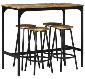 HOMCOM Five-Piece Industrial-Style Bar Table Set - Brown/Black Aosom UK