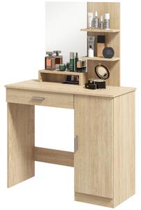HOMCOM Simple and Modern Dressing Table, with Storage - Maple Wood-effect