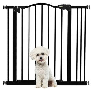 PawHut Dog Gate Baby Gates for Dogs Pet Gate with Metal Adjustable Frame & Double Locking System, 74-87Wcm, Black Aosom UK