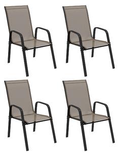 Outsunny 4 Pieces Garden Chairs, Stackable Outdoor Dining Chair, Grey Aosom UK