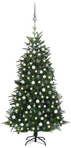 Artificial Christmas Tree LEDs&Ball Set Green 210 cm PVC&PE