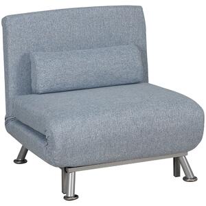 HOMCOM Foldable Single Sofa Bed Chair, Portable Sleeper with Pillow, Lounge Furniture, Blue