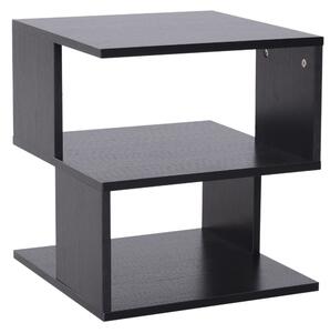 HOMCOM Contemporary Coffee Table: Square Wooden Side Table with 2-Tier Storage Shelves for Living Room, Ebony Black Aosom UK