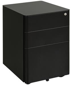 Vinsetto File Cabinet, 3-Drawer Lockable, for Letter/Legal/A4, Steel Office Storage with Wheels, Black Aosom UK