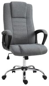 Vinsetto High Back Swivel Office Chair: Adjustable Height with Tilt Function, Linen Upholstery, Deep Grey Aosom UK