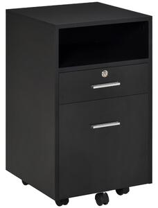 Vinsetto Black Cabinet Mobile Lockable File Cabinet with 2 Drawers, Storage for Office Equipment, 65H x 39W x 40Dcm Aosom UK