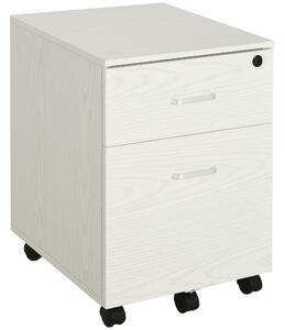 Vinsetto 2-Drawer Locking Office Filing Cabinet w/ 5 Wheels Rolling Storage Hanging Legal Letter Files Cupboard Home Organisation White Aosom UK
