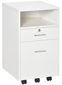 Vinsetto Lockable Mobile File Cabinet Storage Cupboard for Home Office, Bedroom, Living Room with Wheels, 39.5x40x60cm, White Aosom UK