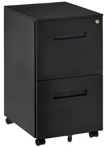 Vinsetto Black Cabinet Mobile Lockable File Cabinet with 2 Drawers, Storage for Office Equipment, 67H x 39W x 48Dcm Aosom UK