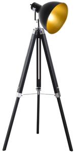 HOMCOM Tripod Spotlight: Wooden Legs, Metallic Shade, Stylish Illumination for Studios, Black & Gold Aosom UK