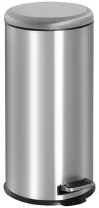 HOMCOM Foot Pedal Bin Stainless Steel Metal Waste Rubbish Lid Kitchen Garbage 30L Aosom UK