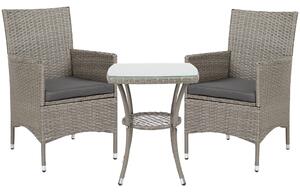 Outsunny Rattan Bistro Set, 2 Seater Outdoor Chair Table Set, Garden Furniture, Waterproof, Washable Cushions, Grey Aosom UK