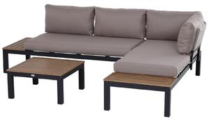 Outsunny 3-Piece Aluminium Frame Outdoor Garden Furniture Set Mixed Grey