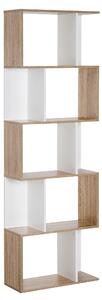 HOMCOM 5-tier Bookcase Storage Display Shelving S Shape design Unit Divider White Aosom UK