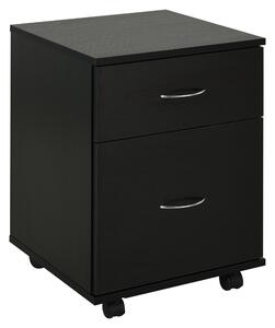 HOMCOM File Cabinet Cupboard Storage with Two Drawers, Table Storage Box with Wheels, Cabinet Bedside Table Storage Box, Black Aosom UK