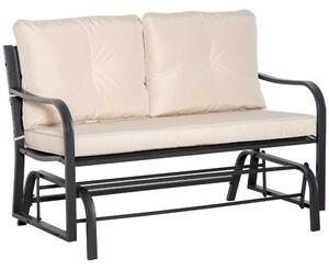 Outsunny 2-Person Outdoor Loveseat Glider Bench Rocking Chair for Patio, Garden, Yard, Porch with Armrest and Cushions, Khaki