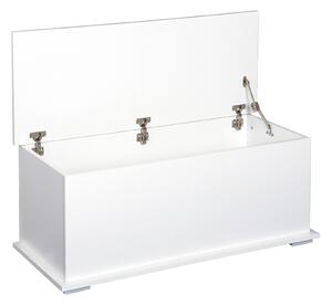 HOMCOM Ottoman Storage Box, Wooden Chest for Toys, Clothes, Bedding, Blanket Trunk with Lid, Seat Bench - White Aosom UK