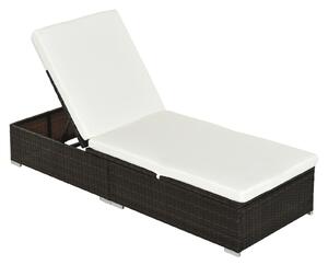 Outsunny Rattan Recliner Lounger Garden Furniture Sun Lounger Recliner Bed Chair Reclining Patio Wicker Brown