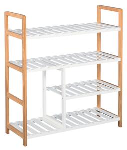 HOMCOM Wooden Shoe Storage Organizer, 4-Tier Stand Shelf Rack, 78 x 68 x 26 cm, Ideal for Hallway, Natural Wood Finish Aosom UK