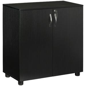Vinsetto Black Cabinet Lockable File Cabinet with 2-Tier & Anti-Slip Feet, Storage for Office Equipment, 80 x 80 x 40cm Aosom UK
