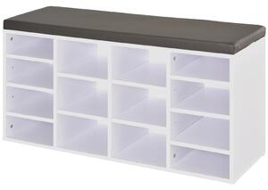 HOMCOM Multi-Storage Shoe Rack w/ 14 Compartments Cushion Moving Shelves Solid Frame Foot Pads Home Office Tidy Organisation Boots Trainers White