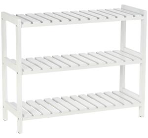 HOMCOM Shoe Sanctuary: 3-Tier Slatted Shoe Rack, Wooden Frame, Spacious and Hygienic Storage, 70L x 26W x 57.5H cm, White Aosom UK