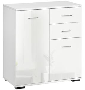 HOMCOM Modern Sideboard, High Gloss, Living room sideboard, 71x35x76 cm, Ample Storage Space, White Aosom UK