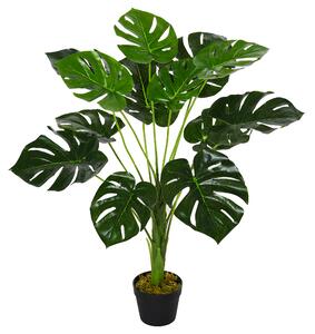 Outsunny Artificial Greenery: Lifelike Monstera Deliciosa Plant with 13 Leaves & Pot for Indoor/Outdoor Décor Aosom UK