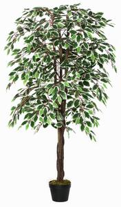 Outsunny 160cm/5.2FT Artificial Ficus Silk Tree with Nursery Pot, Decorative Fake Plant, for Indoor Outdoor Décor