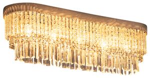 HOMCOM Modern Crystal Chandelier with K9 Crystal Pendants of 3 Layers, Round Rectangular hanging Ceiling Lamp, Silver Aosom UK
