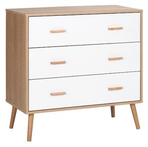 HOMCOM Modern Chest of Drawers, 3-Drawer Bedroom Storage Cabinet, White and Natural Wood Finish Aosom UK