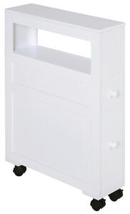 HOMCOM MDF Narrow Rolling Bathroom Side Cabinet White Aosom UK
