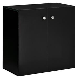 HOMCOM Wooden Storage Cabinet, Two Shelves Sideboard, Freestanding Kitchen Cupboard, Bookcase for Living Space, Black Aosom UK