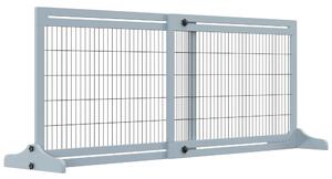 PawHut Adjustable Wooden Pet Gate, Freestanding Dog Barrier Fence with 3 Panels for Doorway, Hallway, 69H x 104-183H cm, Blue