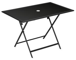 Outsunny Extendable Outdoor Dining Table, Rectangle Patio Table with Tempered Glass Top and Parasol Hole, for Garden, Lawn, Backyard, 110 x 70 x 70 cm