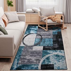 HOMCOM Geometric Area Rug: Large Modern Carpet for Living Spaces & Bedrooms, 160x230cm, Azure Blue Aosom UK