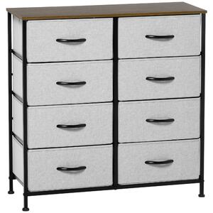 HOMCOM Dresser Fabric Drawers w/ 8 Linen-Feel Foldable Drawers & Metal Frame for Storage in Dining & Living Room, Bedroom, Grey Aosom UK