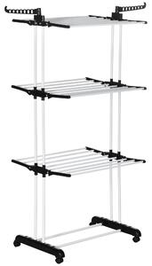HOMCOM Laundry Drying Rack: Foldable 4-Tier Steel Clothes Airer with Castors, Indoor & Outdoor, Black Aosom UK