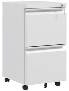 Vinsetto Mobile Steel Filing Cabinet, 2-Drawer Lockable Unit on Wheels with Adjustable Hanging Bar for Various File Sizes, White Aosom UK