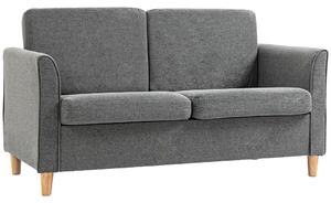 HOMCOM Compact Loveseat Sofa, Modern 2 Seater Sofa for Living Room with Wood Legs and Armrests, Grey